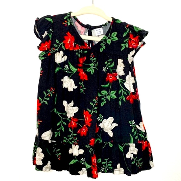 Old Navy Toddler Black & Red Floral Tunic Dress